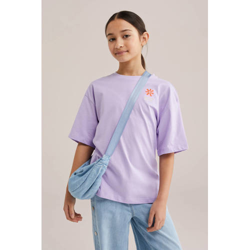 WE Fashion T-shirt met backprint lila Paars Meisjes Katoen Ronde hals Backprint - maat 110/116 afbeelding