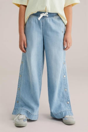 wide leg jeans light blue denim