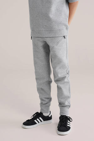 slim casual broek grijs melange