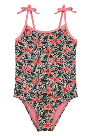 badpak met bloemdessin roze/multicolor