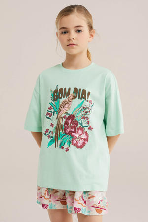 T-shirt met backprint mintgroen