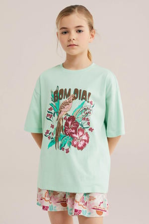 T-shirt met backprint mintgroen