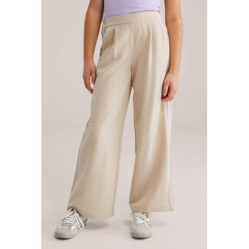 WE Fashion loose gestreepte casual broek beige Meisjes Polyester Streep - maat 116 afbeelding