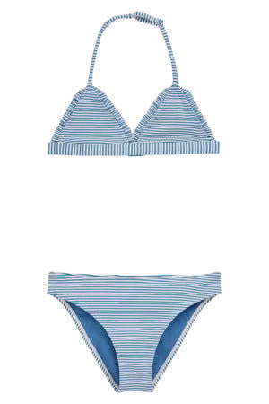 triangel bikini gestreept blauw/wit