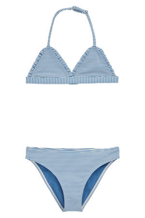 triangel bikini gestreept blauw/wit