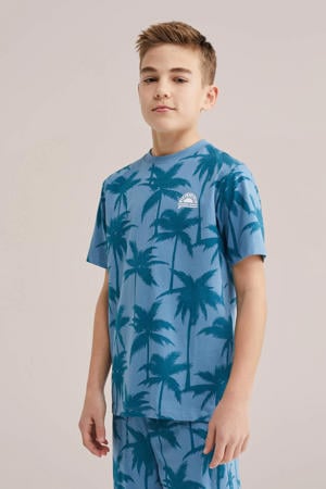   shortama all over print blauw