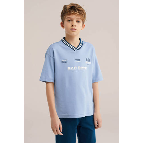 Bad Boys T-shirt blauw Jongens Katoen V-hals Printopdruk - maat 110/116 afbeelding