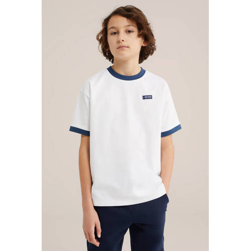 WE Fashion T-shirt wit Jongens Katoen Ronde hals Effen - maat 98/104 afbeelding