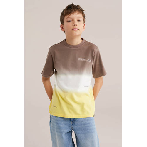 WE Fashion T-shirt bruin Jongens Katoen Ronde hals Meerkleurig - maat 170/176 afbeelding