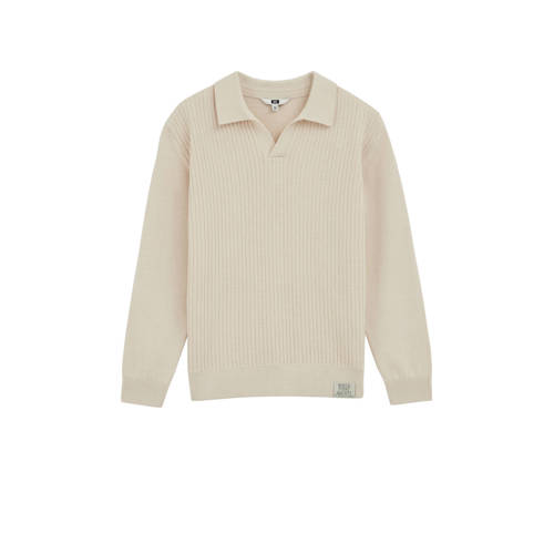 WE Fashion trui beige rib gebreid Jongens Katoen Polokraag Effen - maat 98/104 afbeelding
