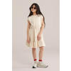 WE Fashion gestreepte korte jurk beige