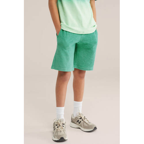 WE Fashion casual short groen met textuur Korte broek Jongens Badstof Effen - maat 152 afbeelding