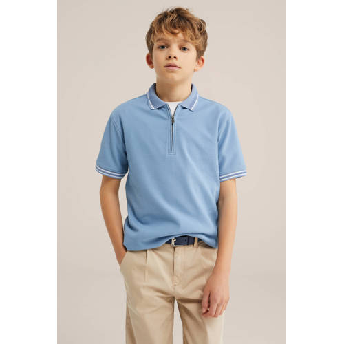 WE Fashion polo blauw Jongens Katoen Polokraag Effen - maat 146/152 afbeelding
