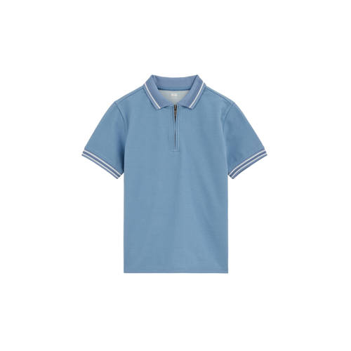 WE Fashion polo blauw Jongens Katoen Polokraag Effen - maat 98/104 afbeelding
