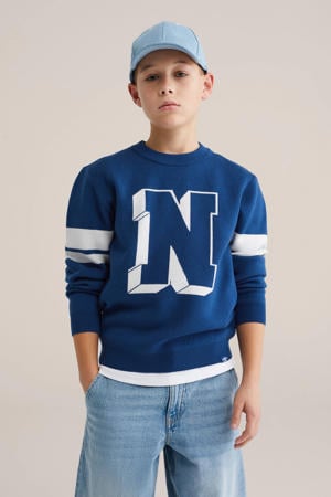 trui blauw fijn gebreid