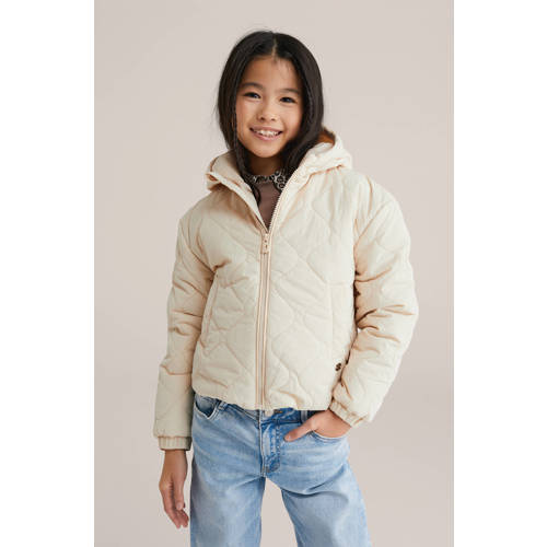 WE Fashion zomerjas zand Beige Meisjes Polyamide Capuchon Effen - maat 122/128 afbeelding
