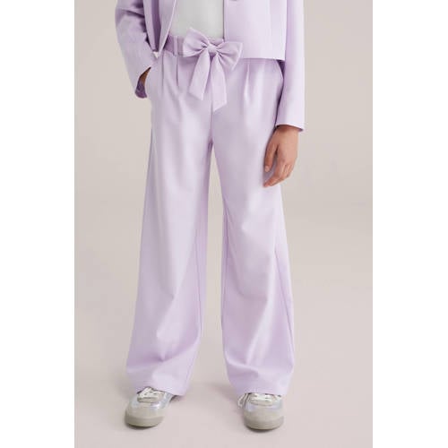 WE Fashion straight casual broek lila Paars Meisjes Polyester Effen