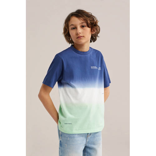 WE Fashion T-shirt blauw Jongens Katoen Ronde hals Meerkleurig - maat 122/128 afbeelding