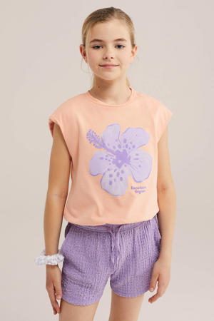 gebloemd T-shirt oranje