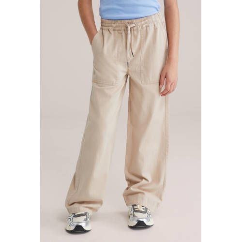 WE Fashion straight casual broek beige Meisjes Katoen Effen - maat 122 afbeelding