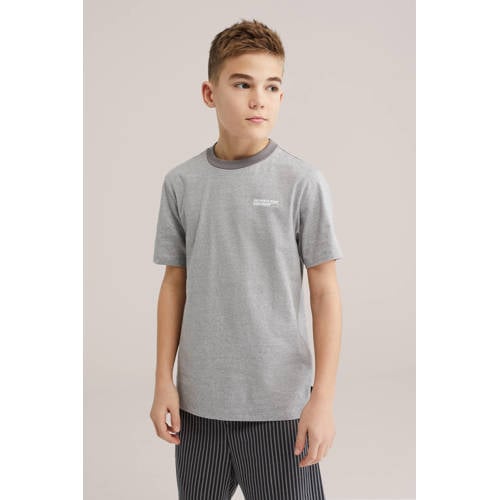 WE Fashion shortama - set van 2 zwart/grijs Jongens Katoen Ronde hals Meerkleurig