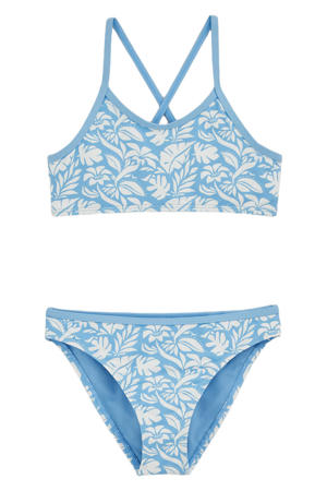 crop bikini lichtblauw/wit