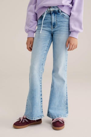 high waist flared jeans light blue denim