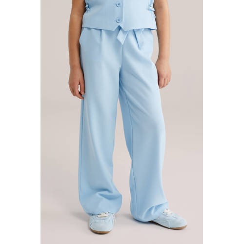 WE Fashion straight casual broek lichtblauw Meisjes Polyester Effen