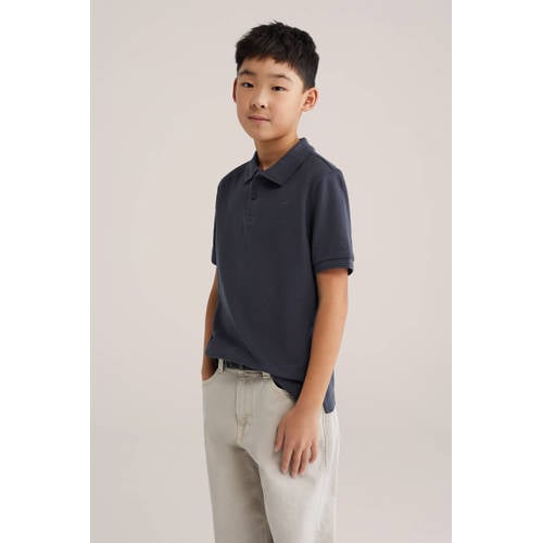 WE Fashion polo antraciet Grijs Jongens Katoen Polokraag Effen