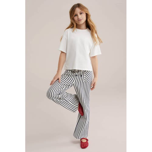 WE Fashion Broek Blauw Meisjes Katoen Streep - maat 146 afbeelding
