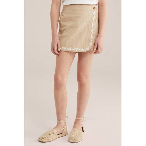 WE Fashion skort beige Rok Meisjes Katoen Effen - maat 110/116 afbeelding