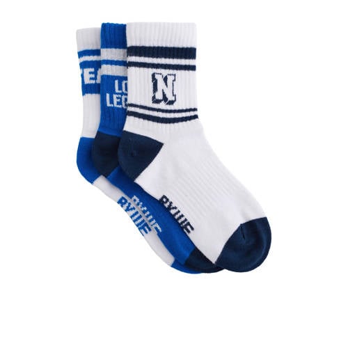 WE Fashion sokken - set van 3 blauw/wit/zwart Jongens Stretchkatoen Effen - maat 27/30 afbeelding