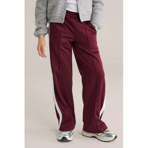WE Fashion loose casual broek donkerrood Meisjes Polyester Streep
