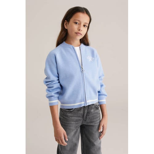 WE Fashion sweatvest met backprint blauw Backprint - maat 110/116 afbeelding