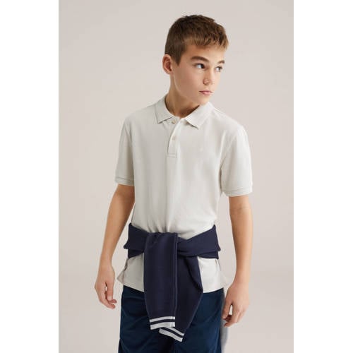WE Fashion polo ecru Jongens Katoen Polokraag Effen