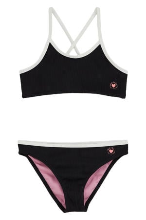 crop bikini  met textuur zwart/wit