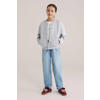 WE Fashion sweatvest met backprint grijs melange