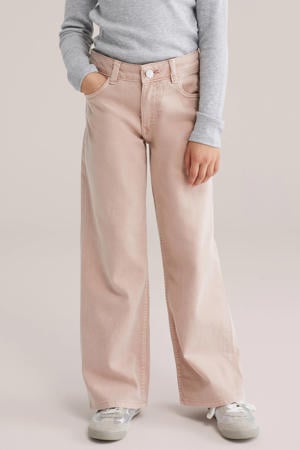 low waist wide leg jeans roze