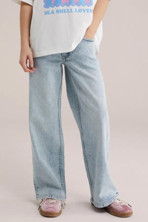 wide leg jeans light blue denim