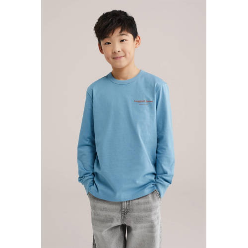 WE Fashion sweater met backprint blauw Backprint - maat 110/116 afbeelding