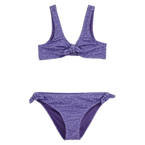 WE Fashion triangel bikini paars Meisjes Polyester Hartjes