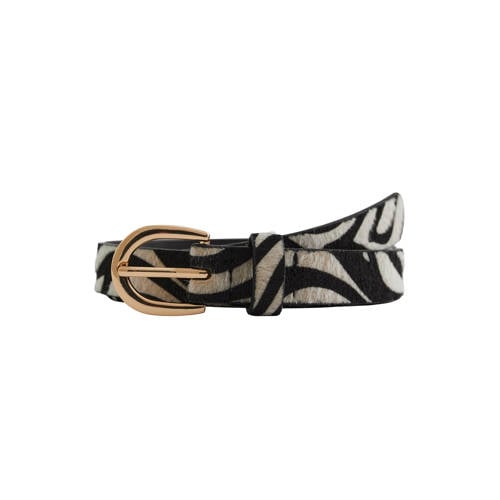 WE Fashion riem zebraprint zwart/ecru Meisjes Polyurethaan Dierenprint - maat 75 cm afbeelding