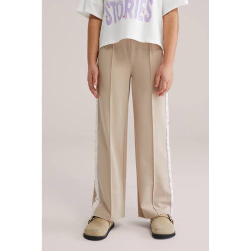 WE Fashion loose casual broek beige Meisjes Viscose Effen - maat 110 afbeelding