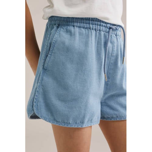 WE Fashion denim straight short light blue denim Korte broek Blauw Effen - maat 122/128 afbeelding