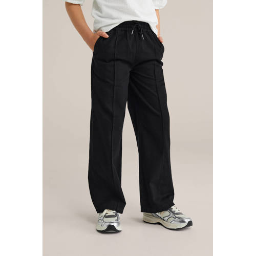 WE Fashion straight sweatpants zwart Broek Effen - maat 164 afbeelding