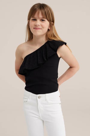 one shoulder top fijn gebreid