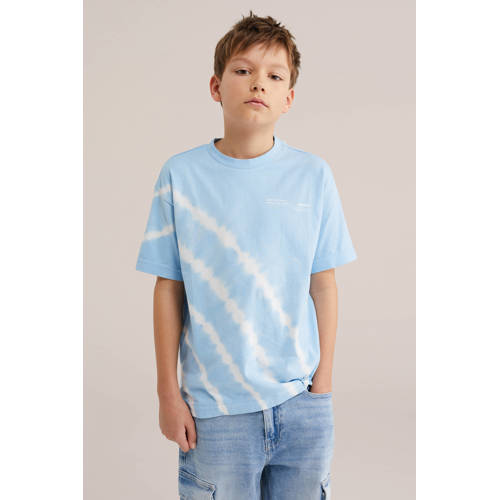 WE Fashion T-shirt lichtblauw Jongens Katoen Ronde hals Meerkleurig - maat 110/116 afbeelding
