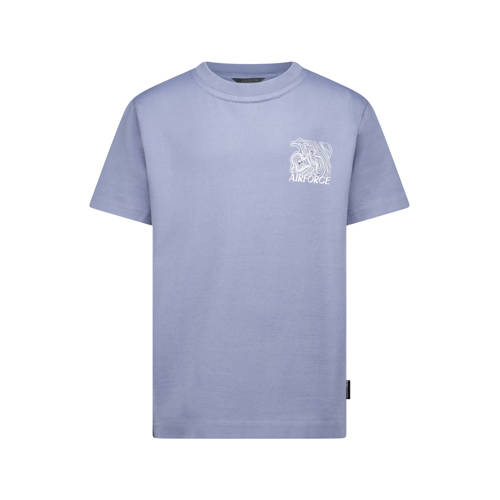 Airforce T-shirt met backprint grijsblauw Jongens Katoen Ronde hals Backprint - maat 16 afbeelding
