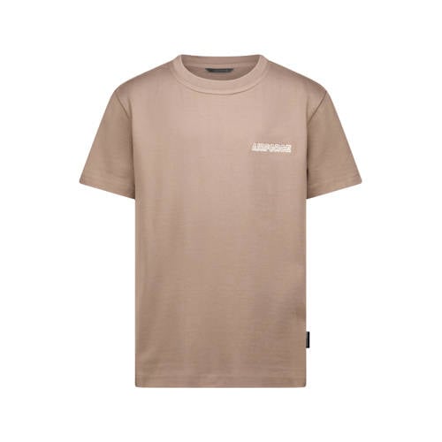 Airforce T-shirt met backprint bruin Jongens Katoen Ronde hals Backprint - maat 14 afbeelding