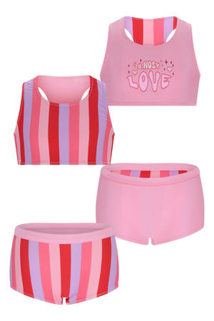 reversible halter bikini roze/lila/rood